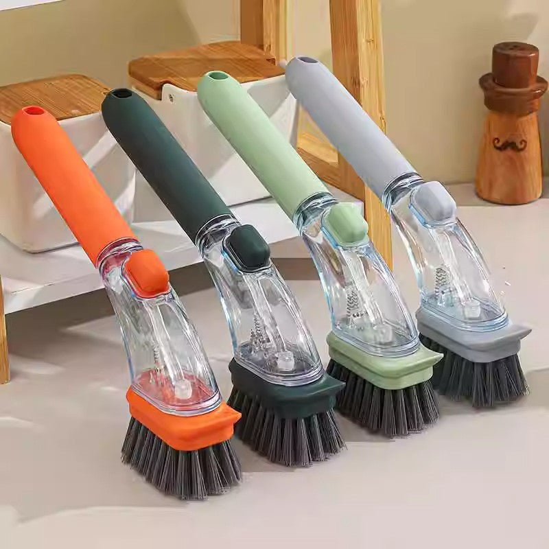 Soap Dispensing Dish Brush with Handle