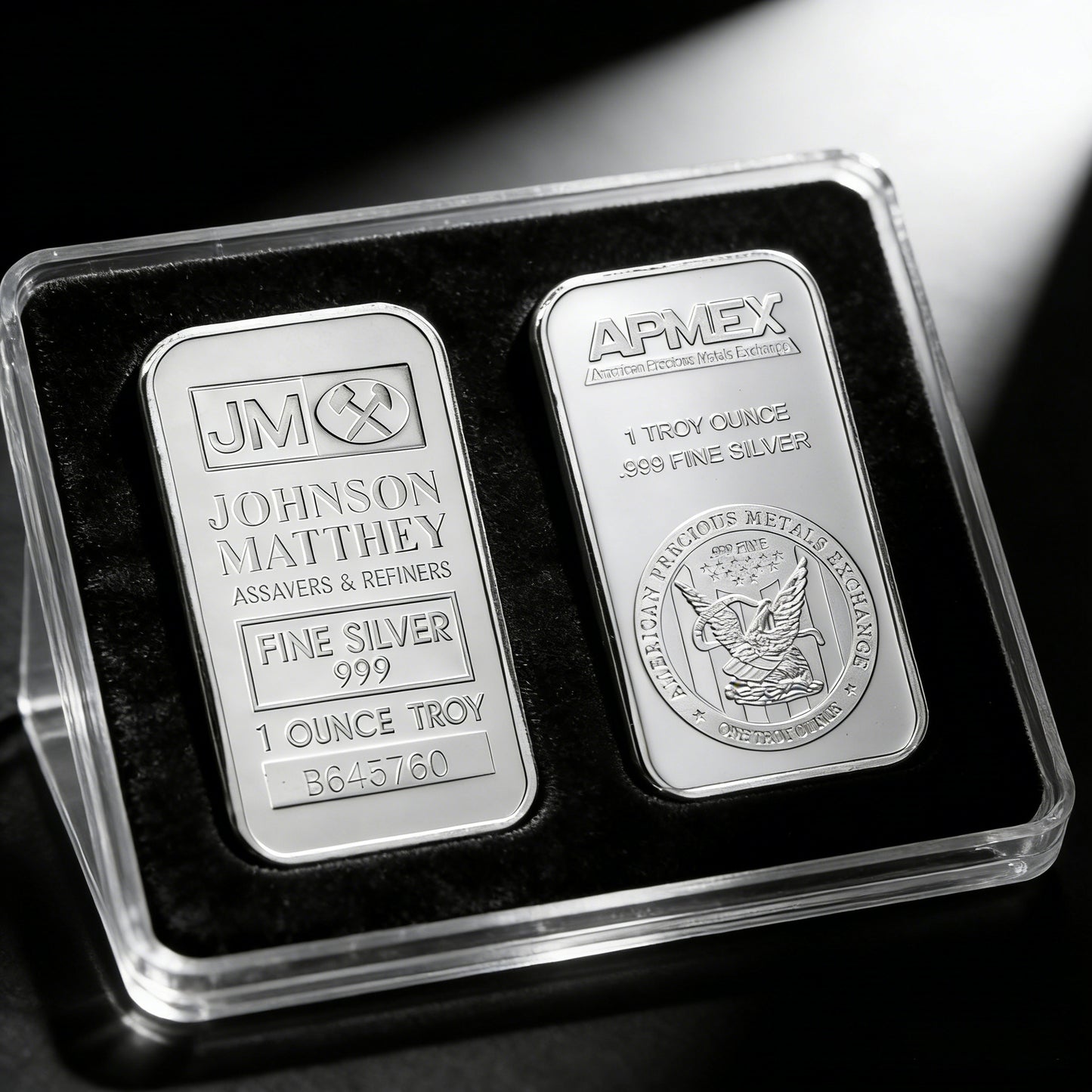 APMEX & Johnson Matthey Silver Bar Set: 2 oz .999 Pure Silver