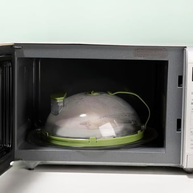 🔥 Microwave Splatter Cover with Smart Steam Control- 26x11 CM for Kitchen🍞