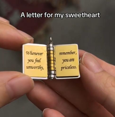 📖 Book Necklace (Your message written inside!)