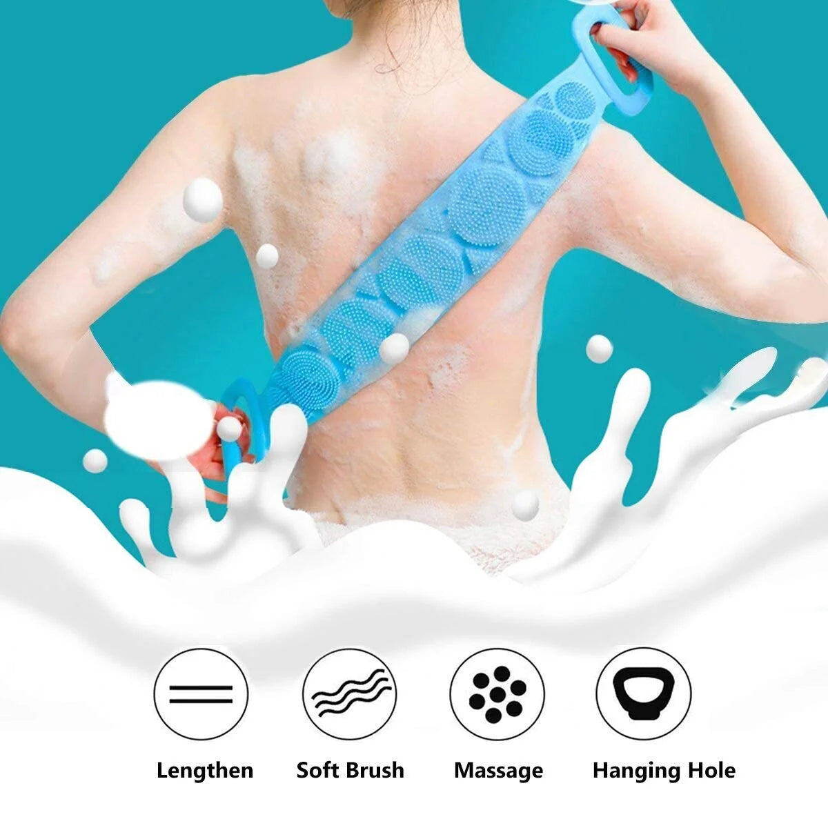 2PCS Exfoliating Back Bath Brush - Massages and Cleanses the Body