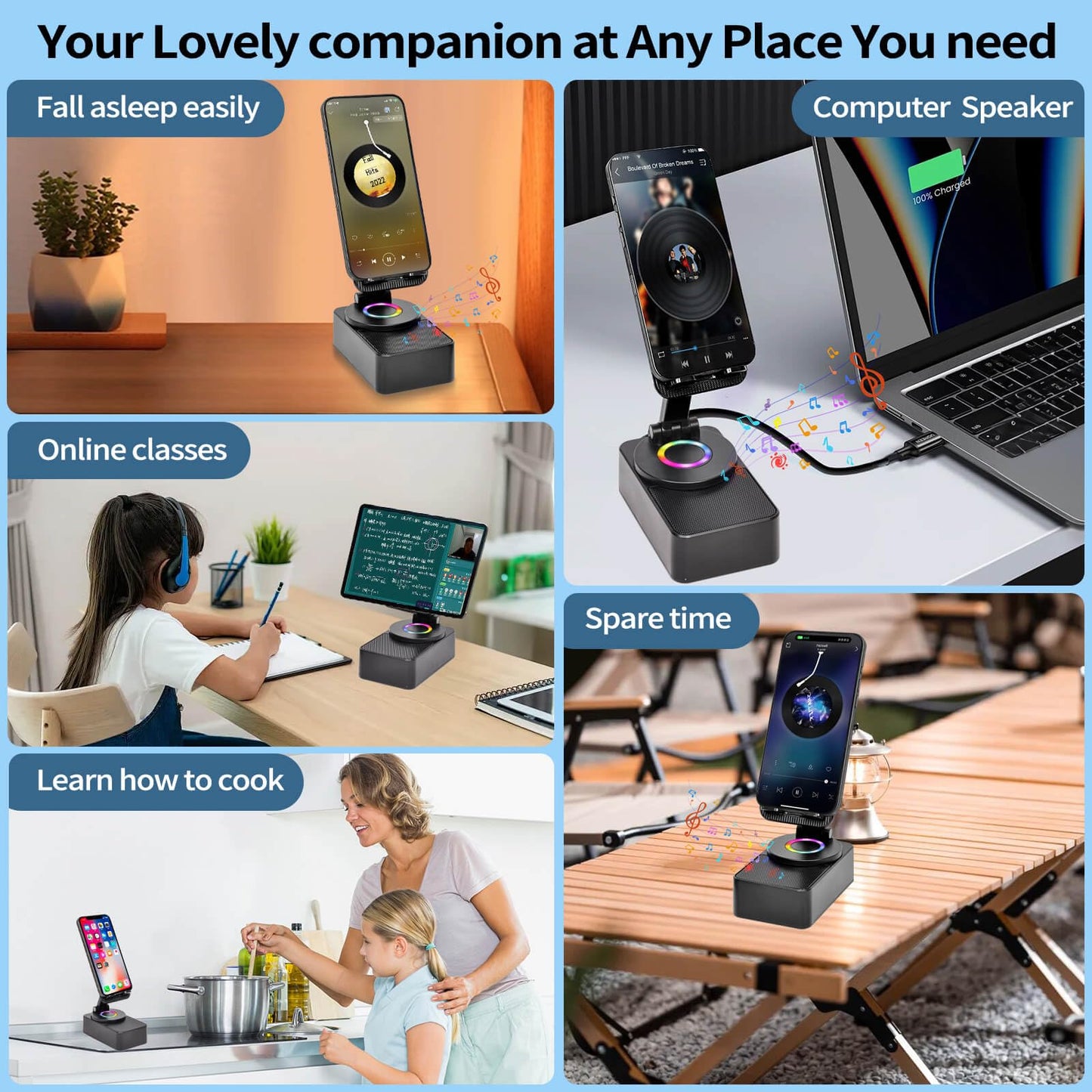 3-in-1 BLUETOOTH AND AUDIO PHONE STAND