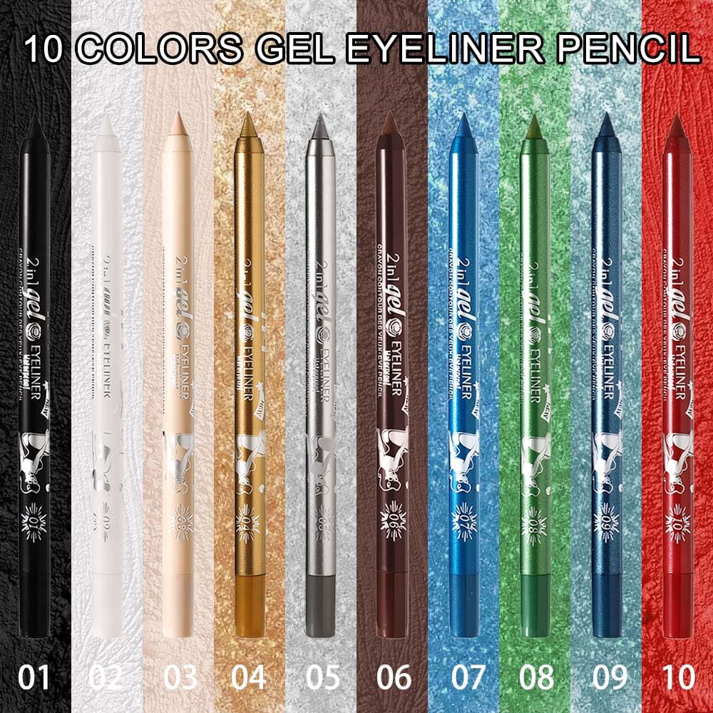 💜2025 New Beauty Favorite💕10 Colored Eyeliner Gel Pens