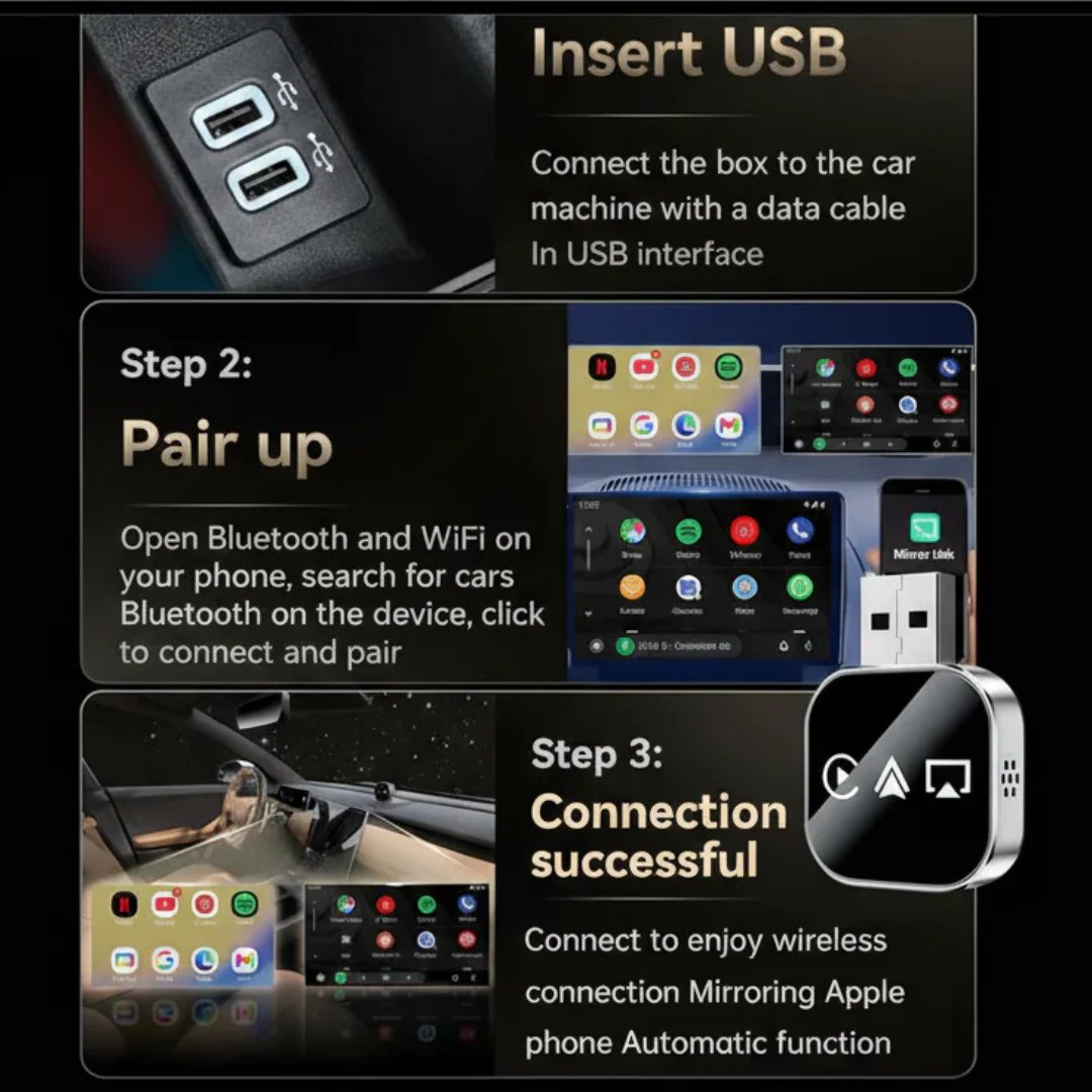 π₯2025 Upgrade 3-in-1 Wireless CarPlay Adapter