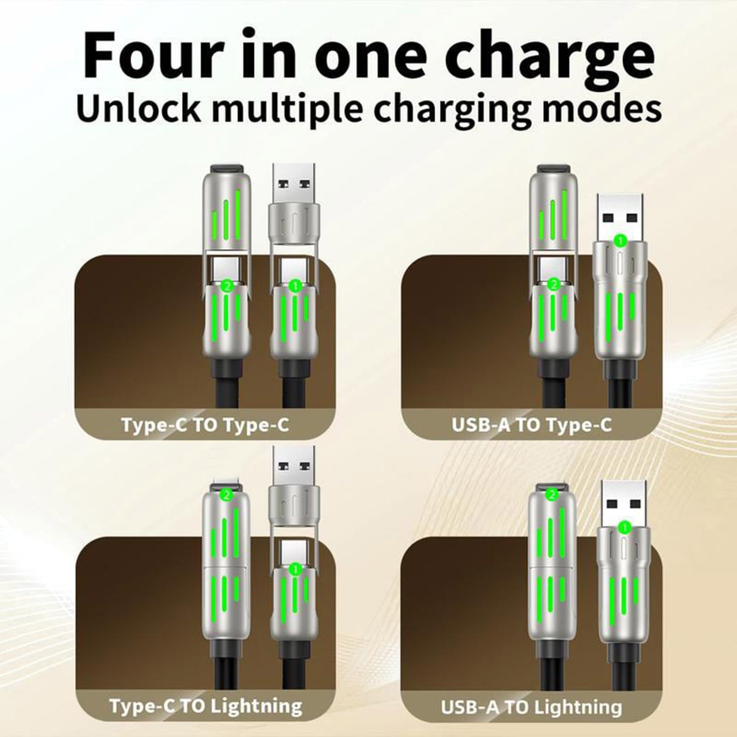 🔥4-in-1 USB Charging Cable fast charging MAX 240W