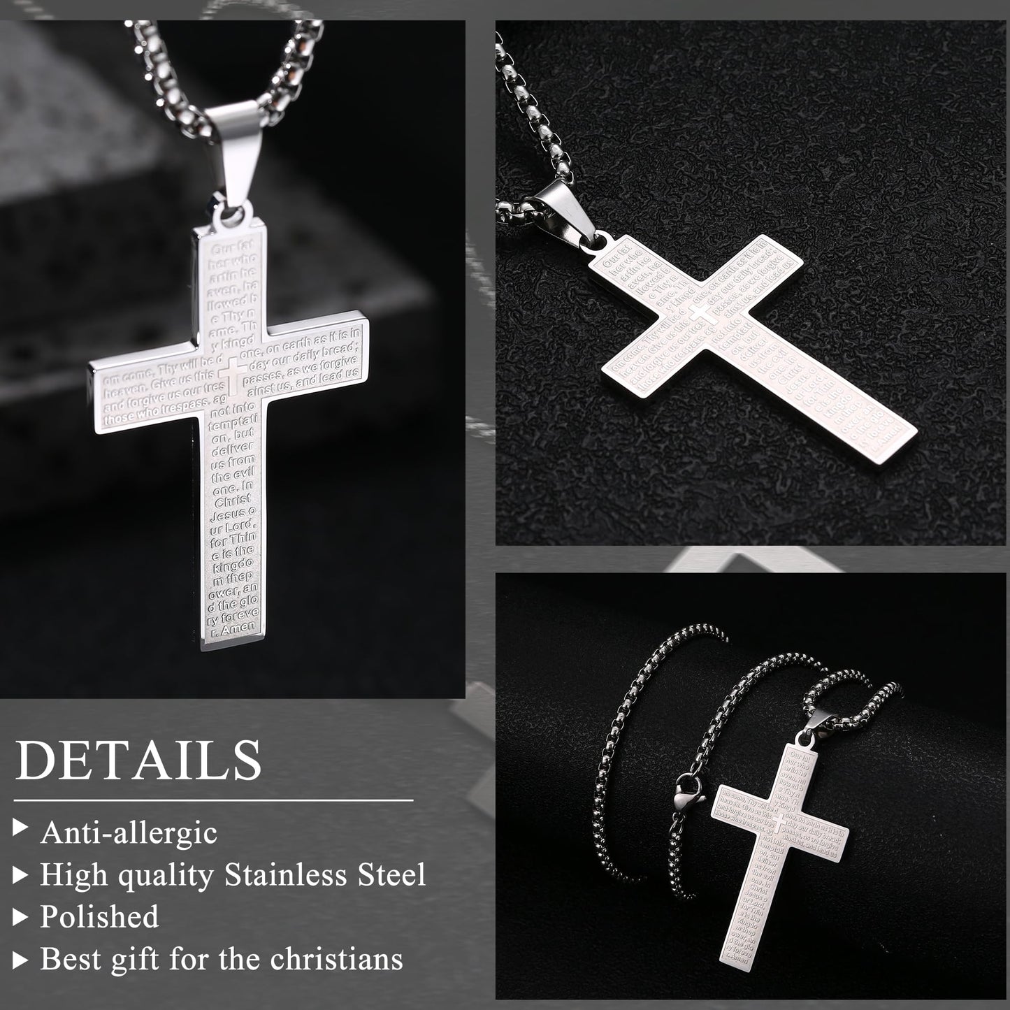 🙏"Lord's Prayer" Necklace with Scribbled Cross🕊️