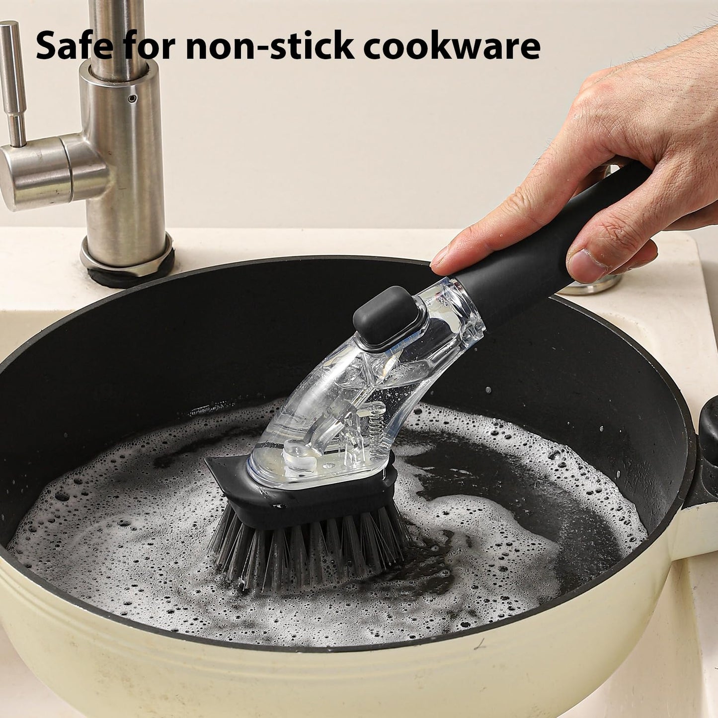 Soap Dispensing Dish Brush with Handle