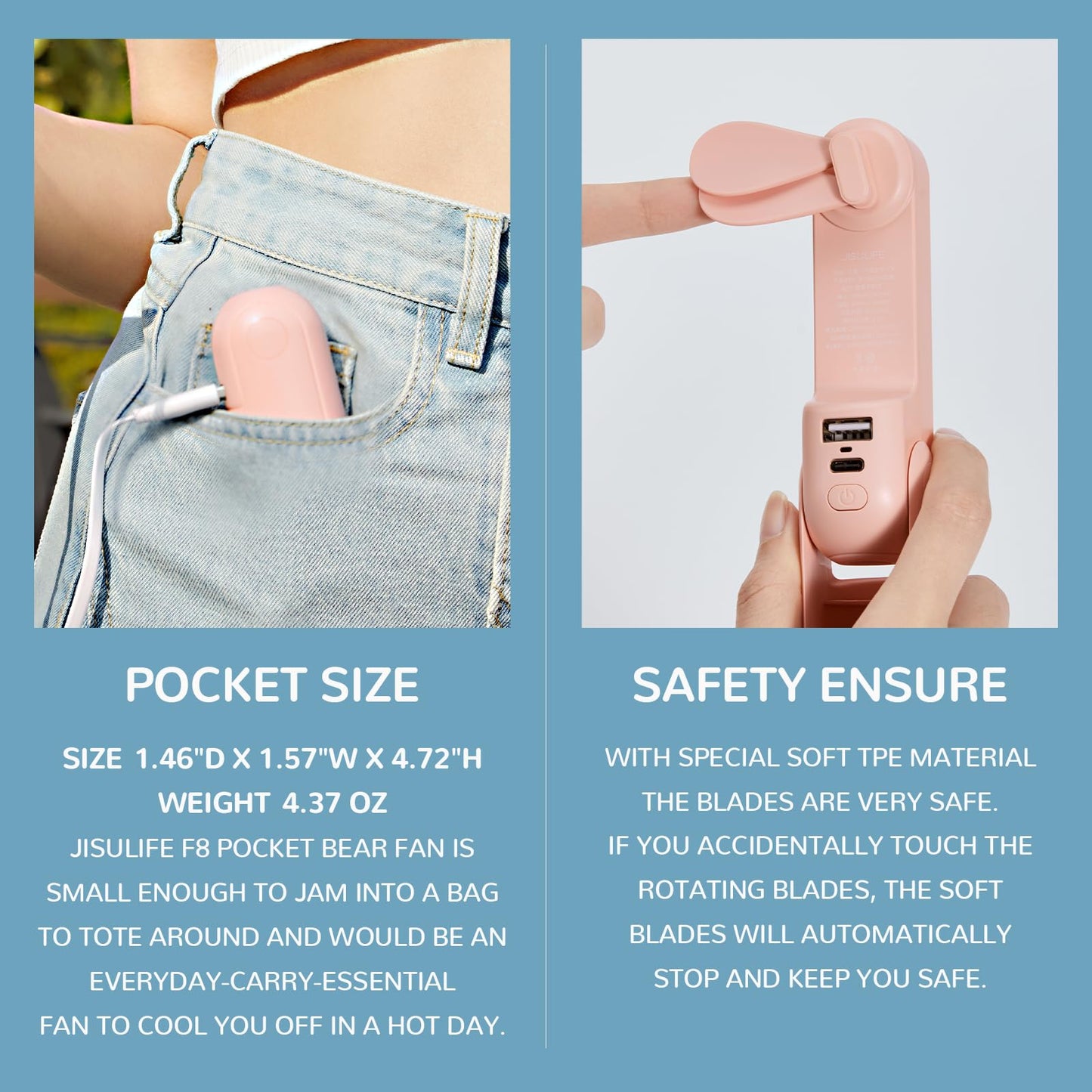 🌞👒Summer Must-Have ✨USB Charging Small Pocket Fan🌊