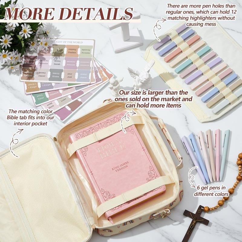 Pretty Bible Bag for Women – Floral Chenille Letter Design