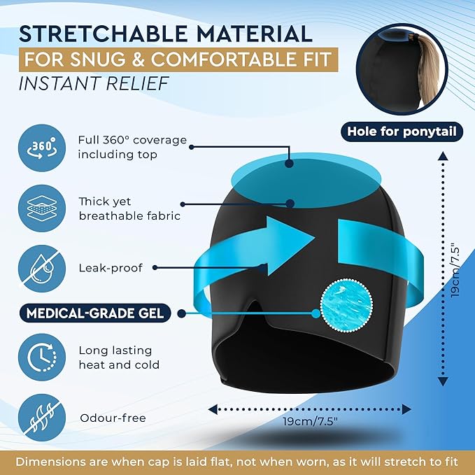 🔥🧊Migraine Relief Cap – ✨Hot & Cold Gel Therapy for Headache & Sinus Pain🎉