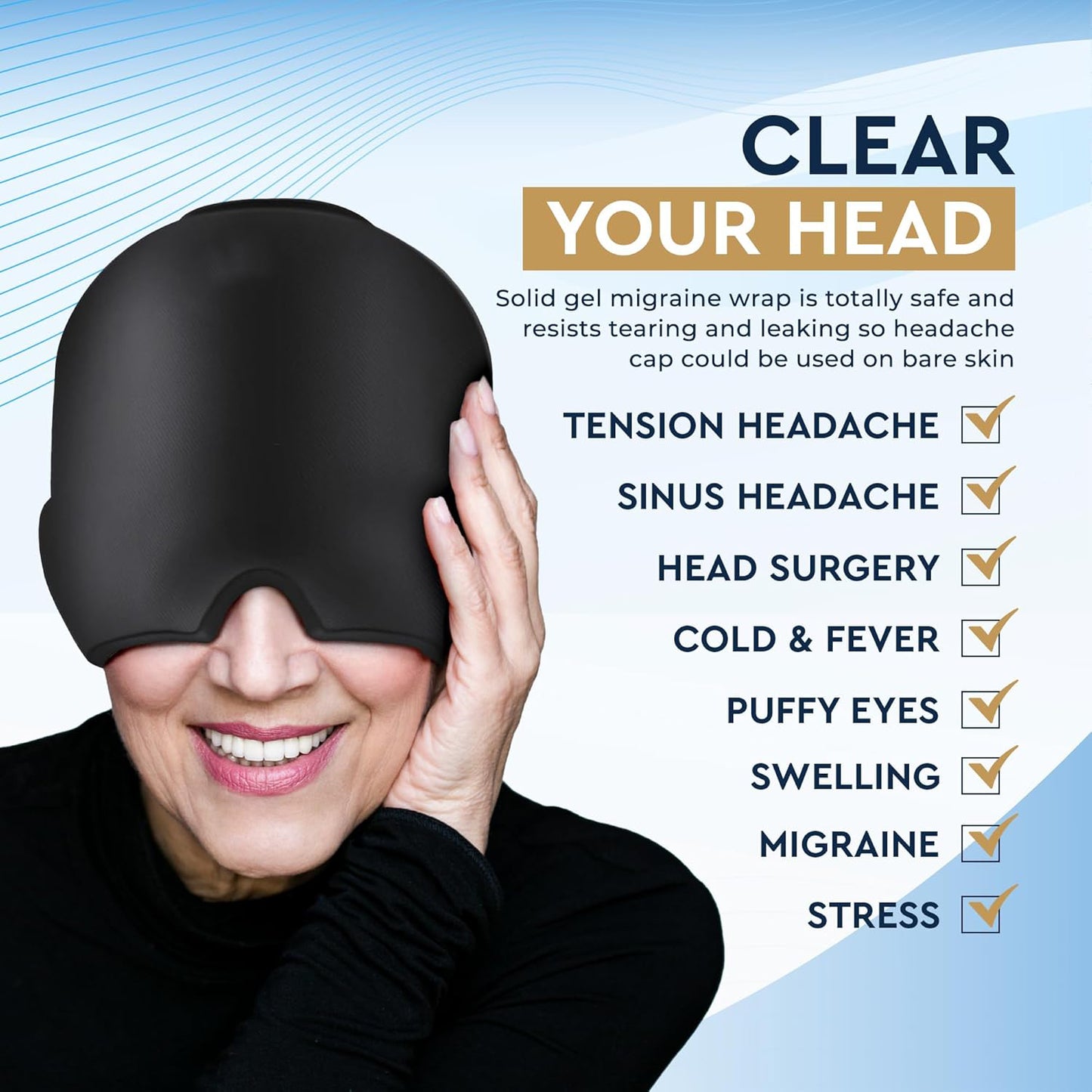 🔥🧊Migraine Relief Cap – ✨Hot & Cold Gel Therapy for Headache & Sinus Pain🎉