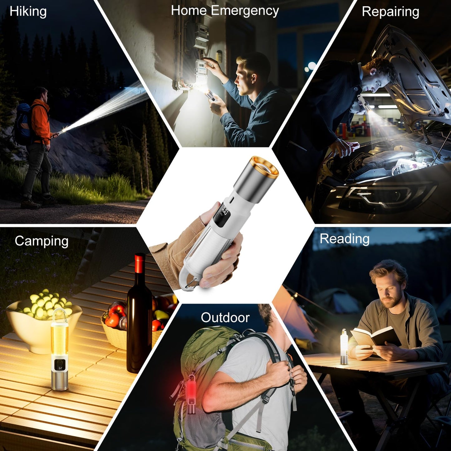 SKYFIRE LED Rechargeable Flashlight with Ambient Light