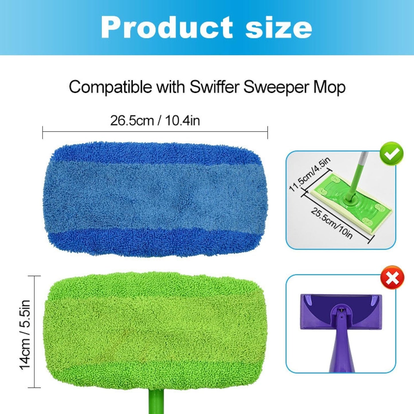 6 PCS Reusable Microfiber Mop Pads for Swiffer