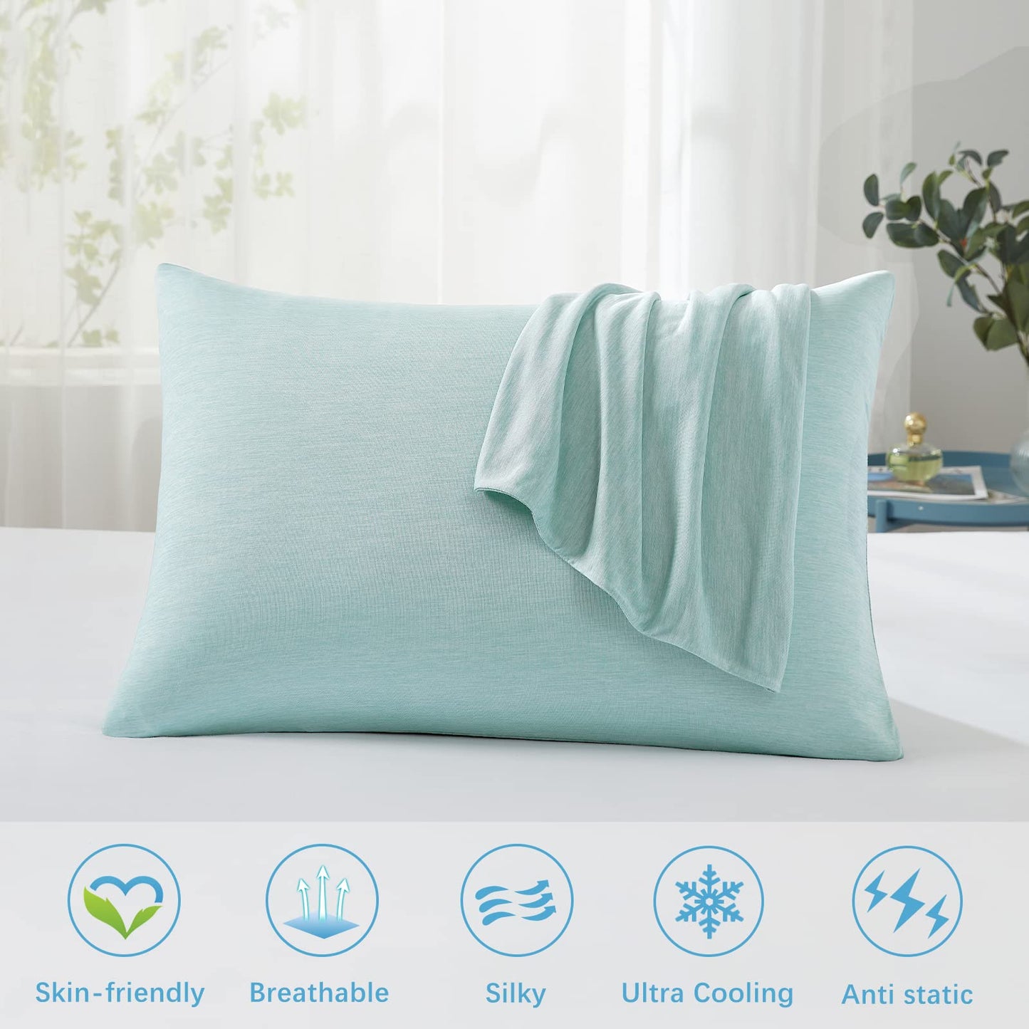 🔥LAST DAY 49% OFF - ❄️Cooling Pillow Cases for Spring Hot Sleepers Q-Max 0.5 Breathable Soft Pillowcase for Relaxation Soothing