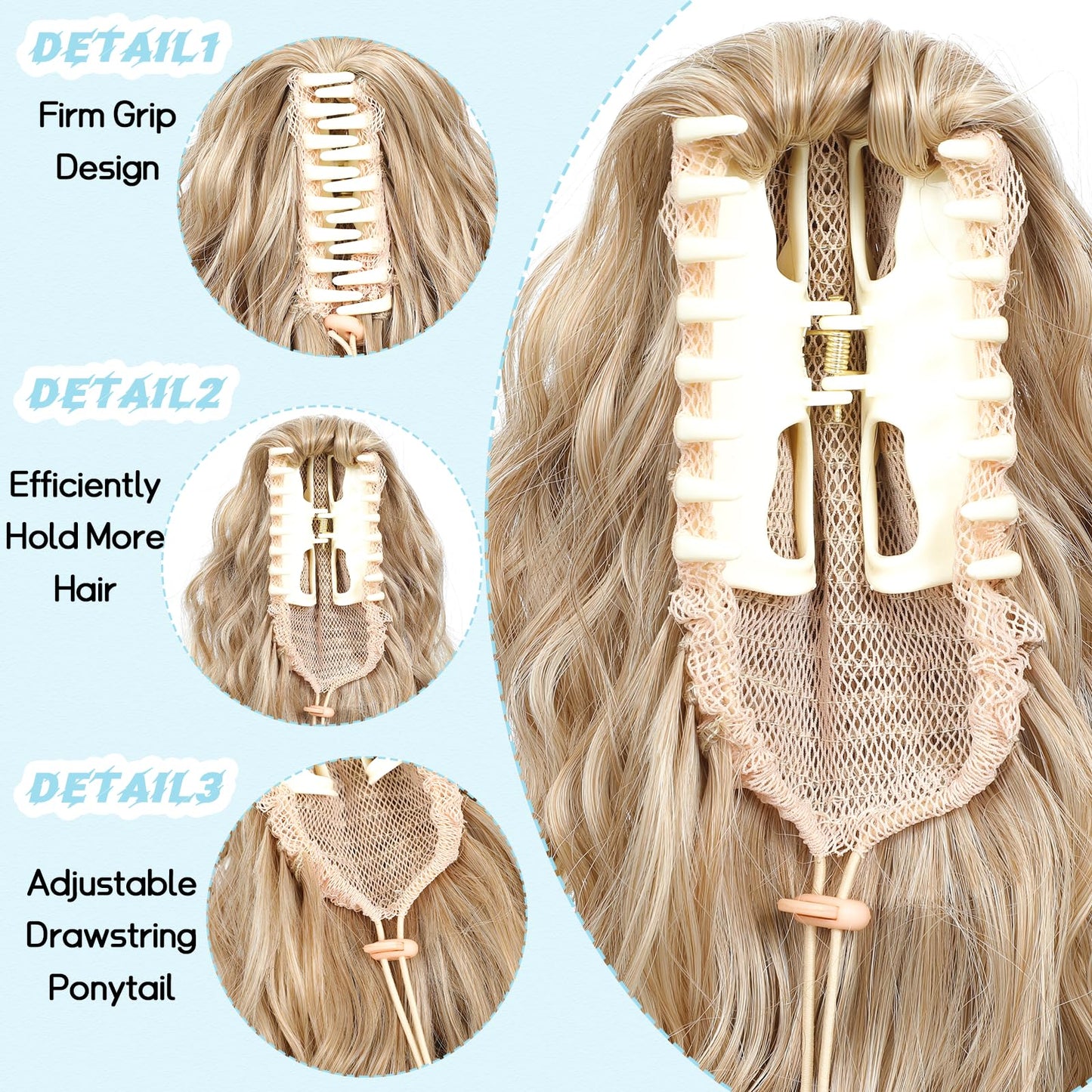 30-Inch Long Wavy Curly Hair False Ponytail