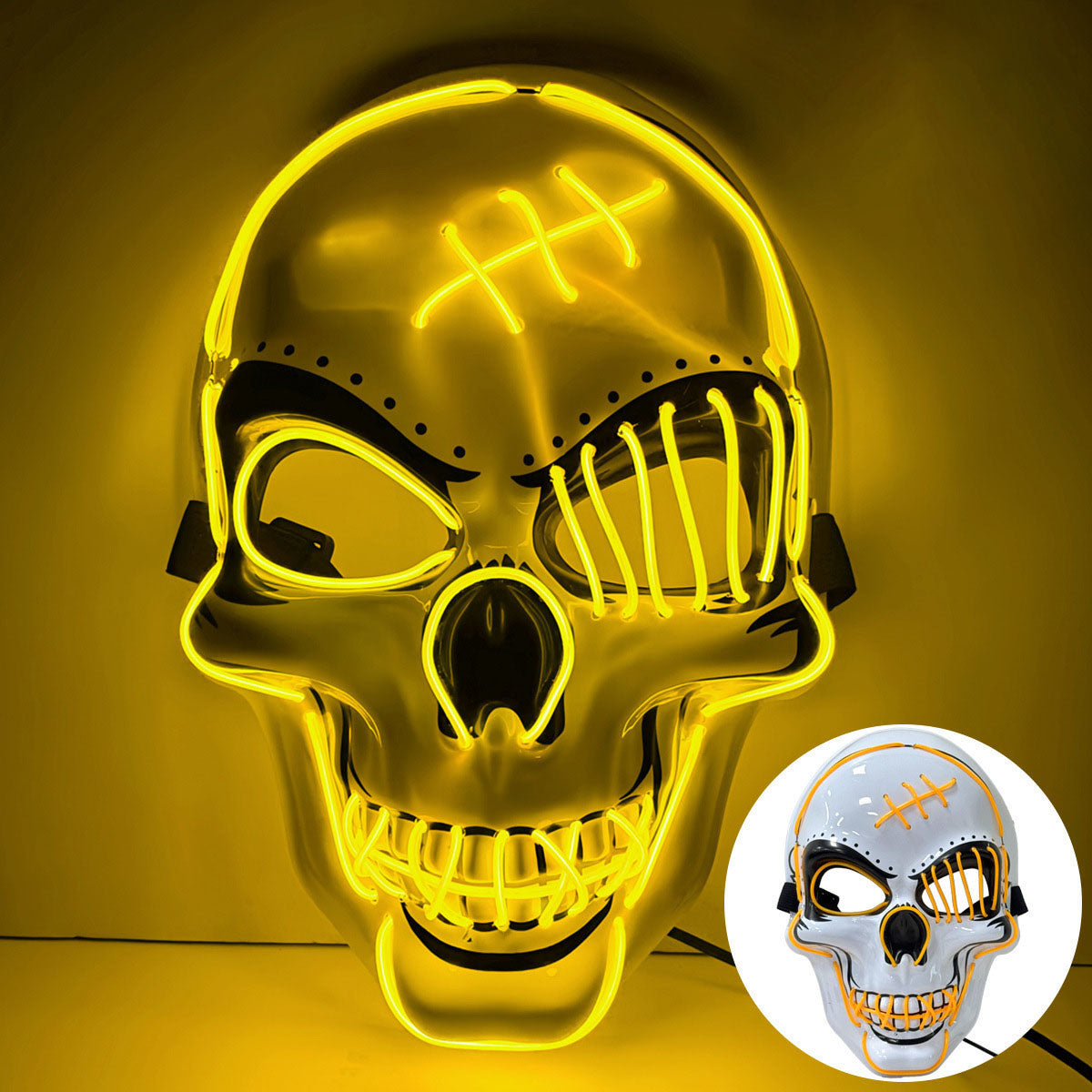 2025 New Halloween Scary LED Skeleton Mask