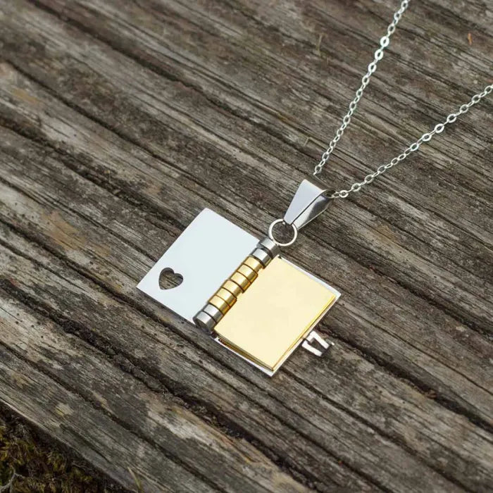📖 Book Necklace (Your message written inside!)
