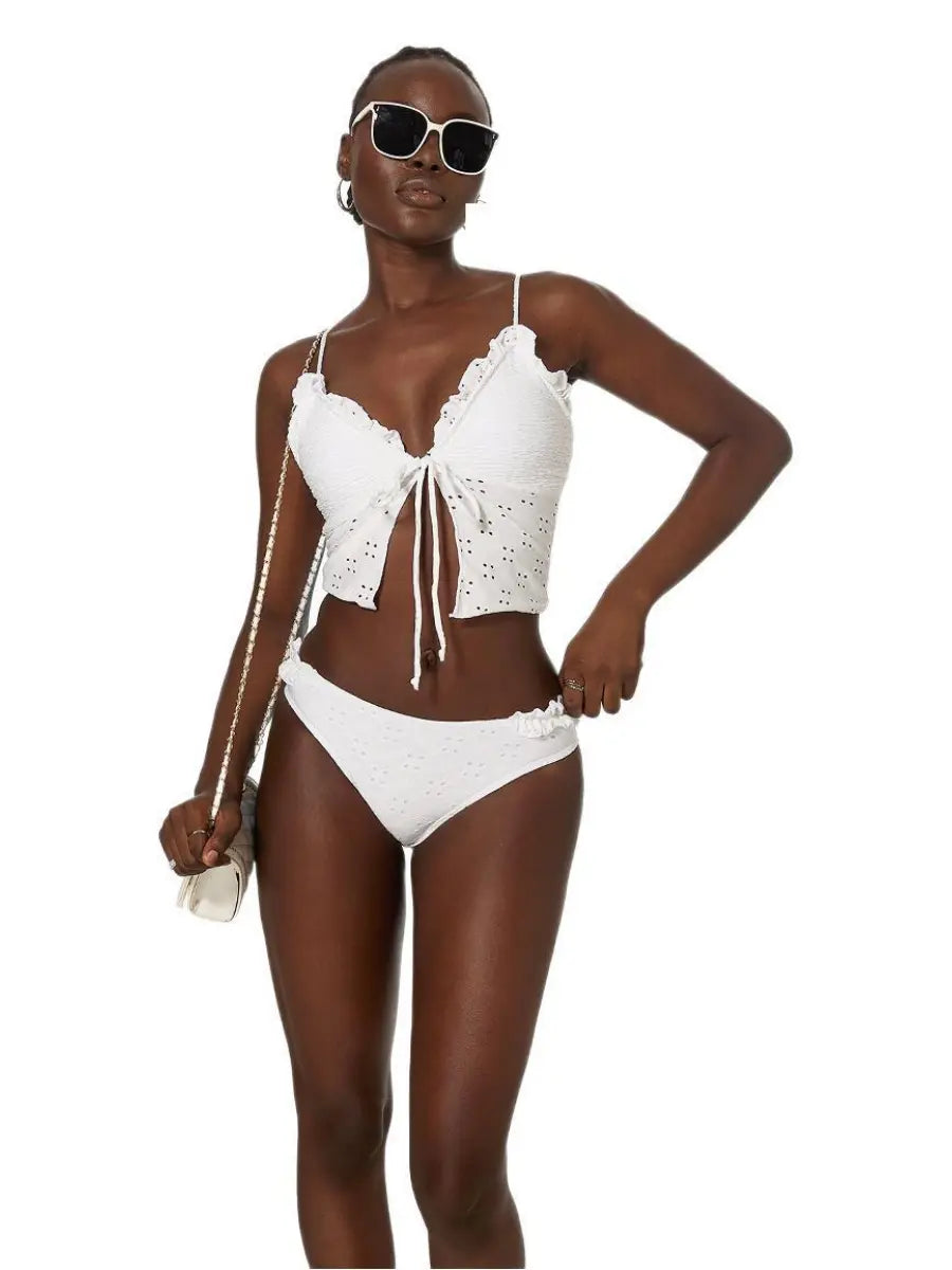 Noir Blanc - Ruffle Knot Bikini