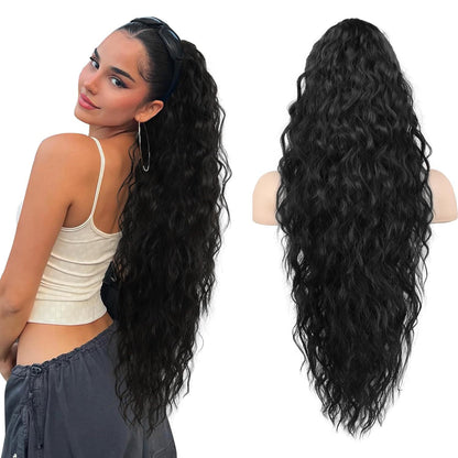 30-Inch Long Wavy Curly Hair False Ponytail