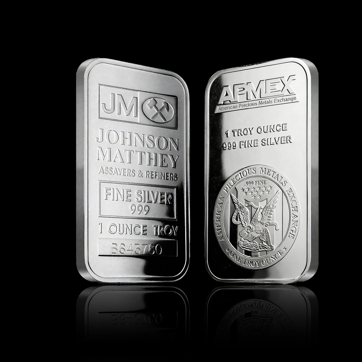 APMEX & Johnson Matthey Silver Bar Set: 2 oz .999 Pure Silver