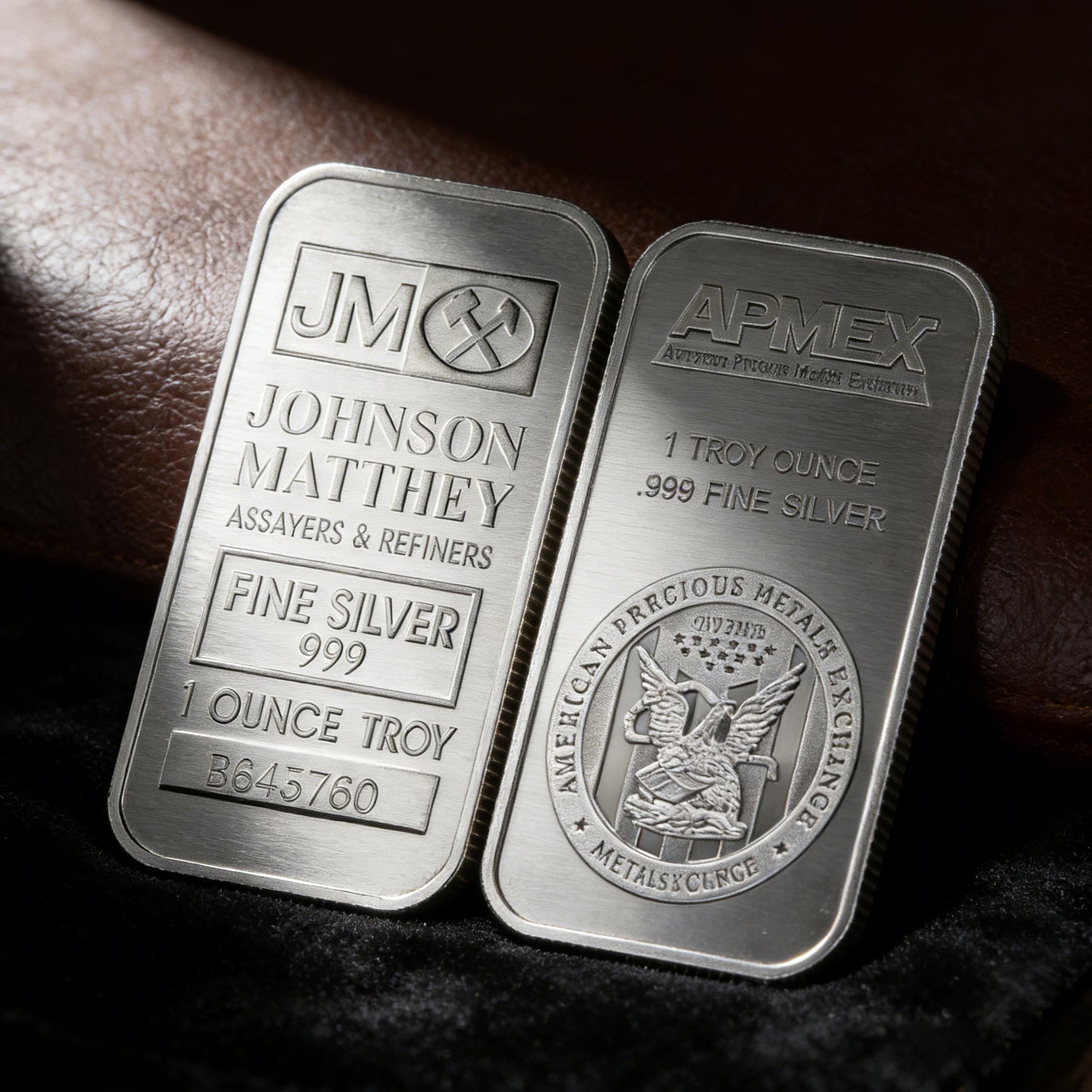 APMEX & Johnson Matthey Silver Bar Set: 2 oz .999 Pure Silver