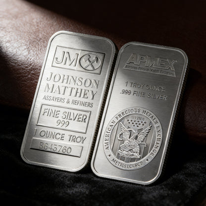 APMEX & Johnson Matthey Silver Bar Set: 2 oz .999 Pure Silver