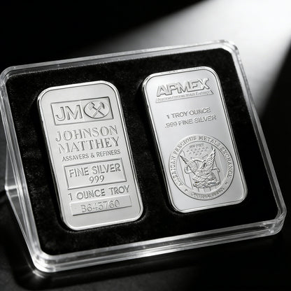 APMEX & Johnson Matthey Silver Bar Set: 2 oz .999 Pure Silver