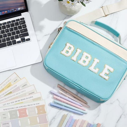 Pretty Bible Bag for Women – Floral Chenille Letter Design