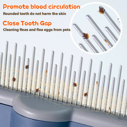🔥 Self-cleaning Pet Flea Comb Grooming Brush