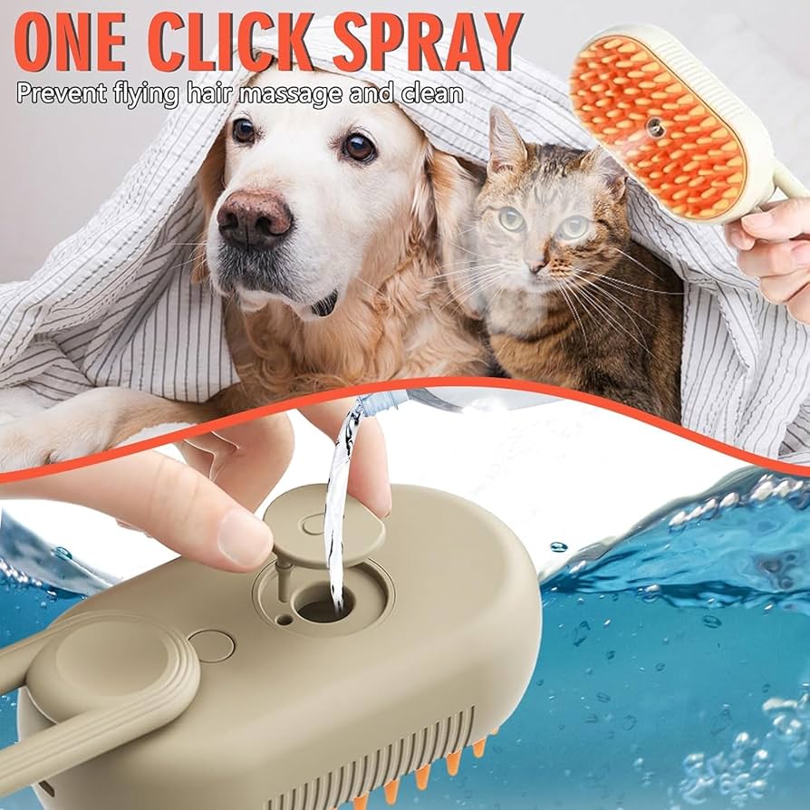 🔥🐶🐱 Cat Steam Brush–Self-Cleaning Pet Grooming Brush 🌟 with Gentle Massage & Hair Removal for Cats & Small Dogs😻