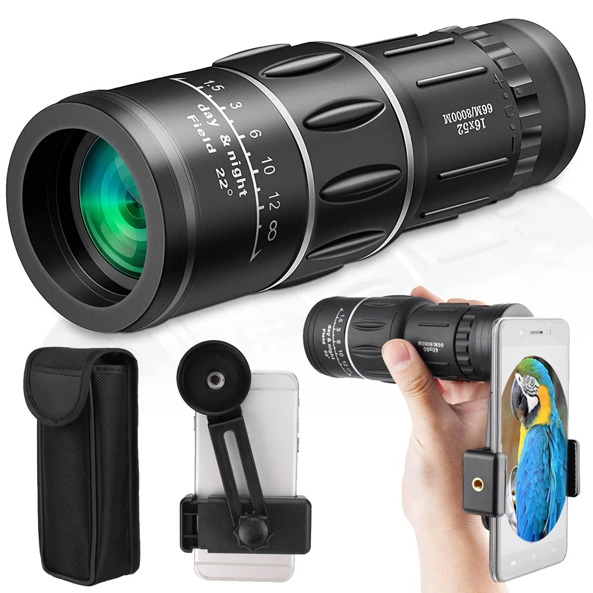 16x52 Monocular Telescope withBAK4 Prisms & FMc Lens