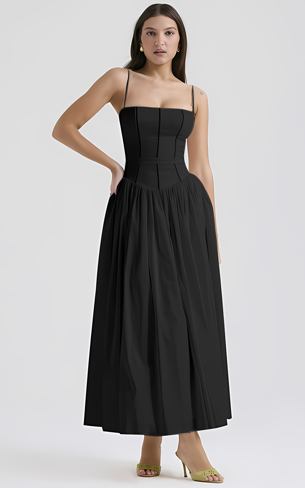 Elegant Strapless Floral Dress👗