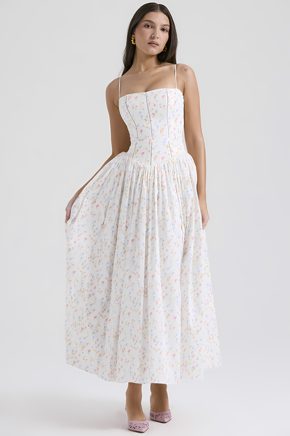 Elegant Strapless Floral Dress👗