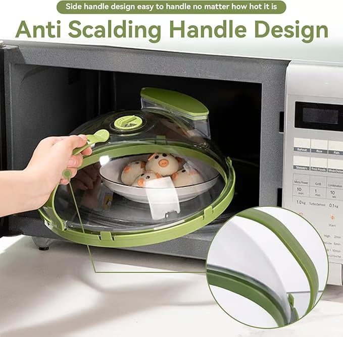 🔥 Microwave Splatter Cover with Smart Steam Control- 26x11 CM for Kitchen🍞