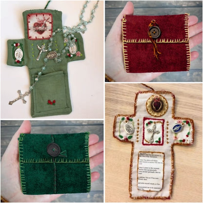 Pocket Shrine with Silver Cross Included Inside
