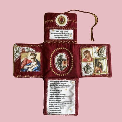 Pocket Shrine with Silver Cross Included Inside