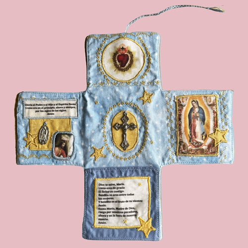 Pocket Shrine with Silver Cross Included Inside