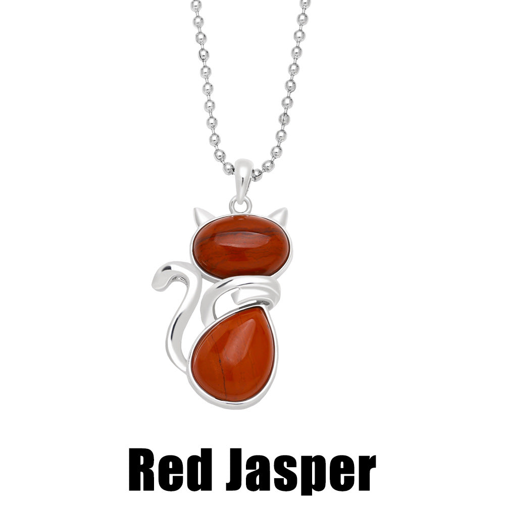 Natural Stone Cat Pendant