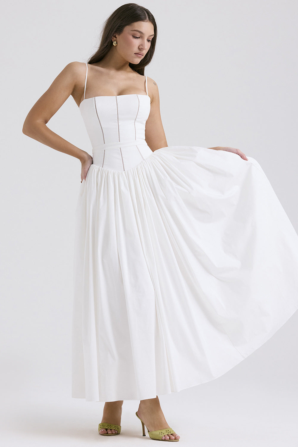 Elegant Strapless Floral Dress👗