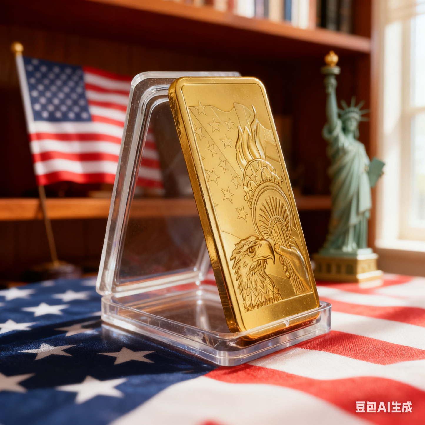 USA Eagle statue of Liberty 1 Ounce Gold Bar