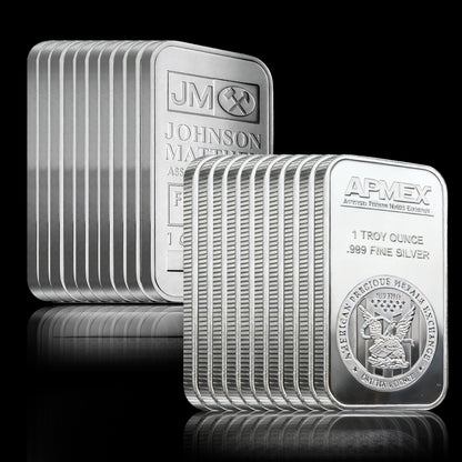 APMEX & Johnson Matthey Silver Bar Set: 2 oz .999 Pure Silver