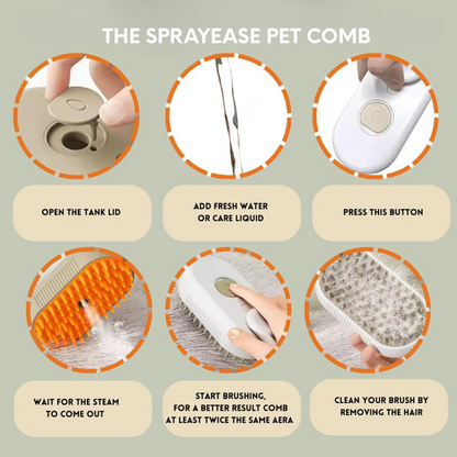 🔥🐶🐱 Cat Steam Brush–Self-Cleaning Pet Grooming Brush 🌟 with Gentle Massage & Hair Removal for Cats & Small Dogs😻