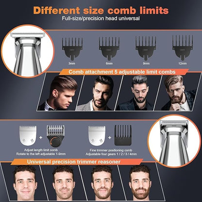 🔥💥 Full Body Trimmer 🎁✨ Electric Razor Waterproof Beard Trimming Kit with Mustache Nose Ear Body Facial 🎁