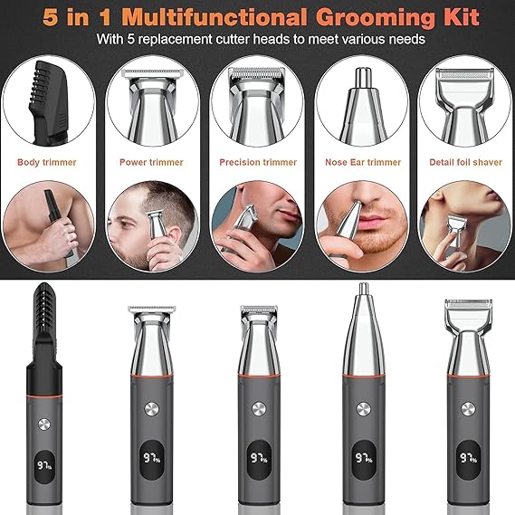 🔥💥 Full Body Trimmer 🎁✨ Electric Razor Waterproof Beard Trimming Kit with Mustache Nose Ear Body Facial 🎁