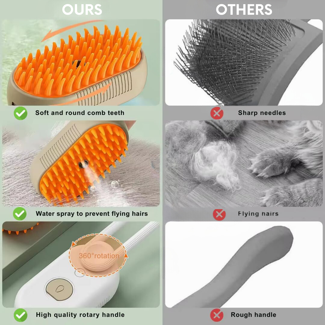 🔥🐶🐱 Cat Steam Brush–Self-Cleaning Pet Grooming Brush 🌟 with Gentle Massage & Hair Removal for Cats & Small Dogs😻