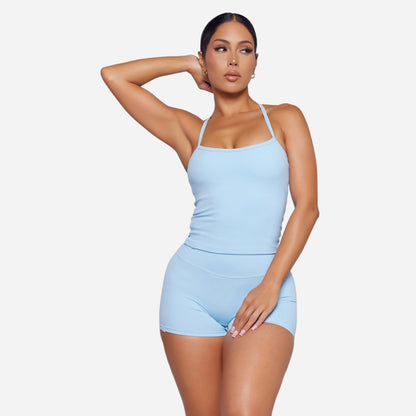 Two Pieces Women's Solid Backless Tracksuit Set