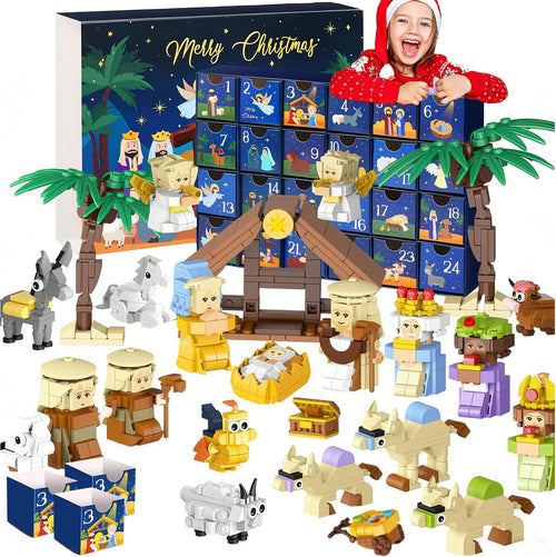 2025 Kids, 24 Days of Nativity Advent Calendar Building Blocks