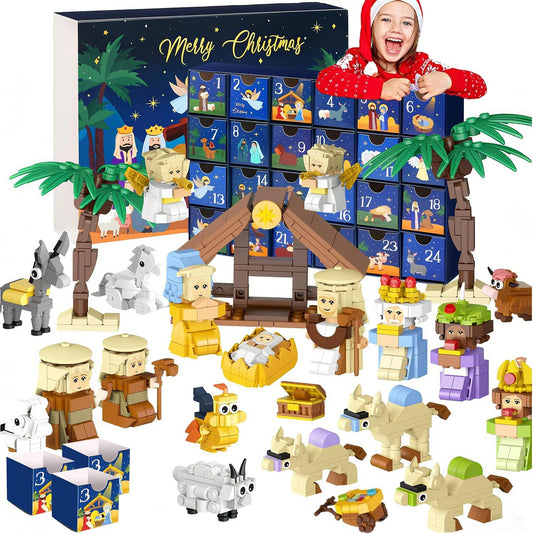 2025 Kids, 24 Days of Nativity Advent Calendar Building Blocks