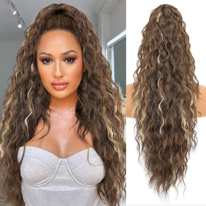 30-Inch Long Wavy Curly Hair False Ponytail