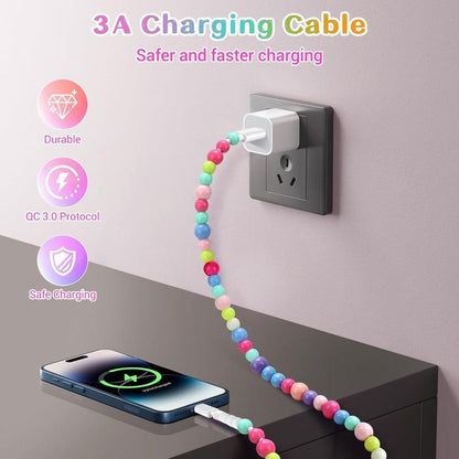 🔥 Beaded Charging Cords 🌈 Fit for all device USBC & Lightening or 2-in-1 data line Compatible ✨